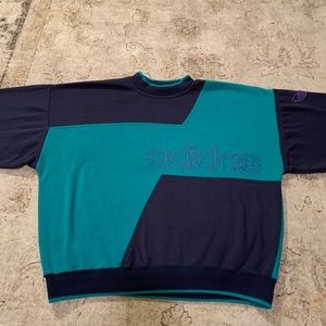 Adidas Big Logo Sweatshirt Medium Boxy Stripe Stripe Green Vintage Distressed